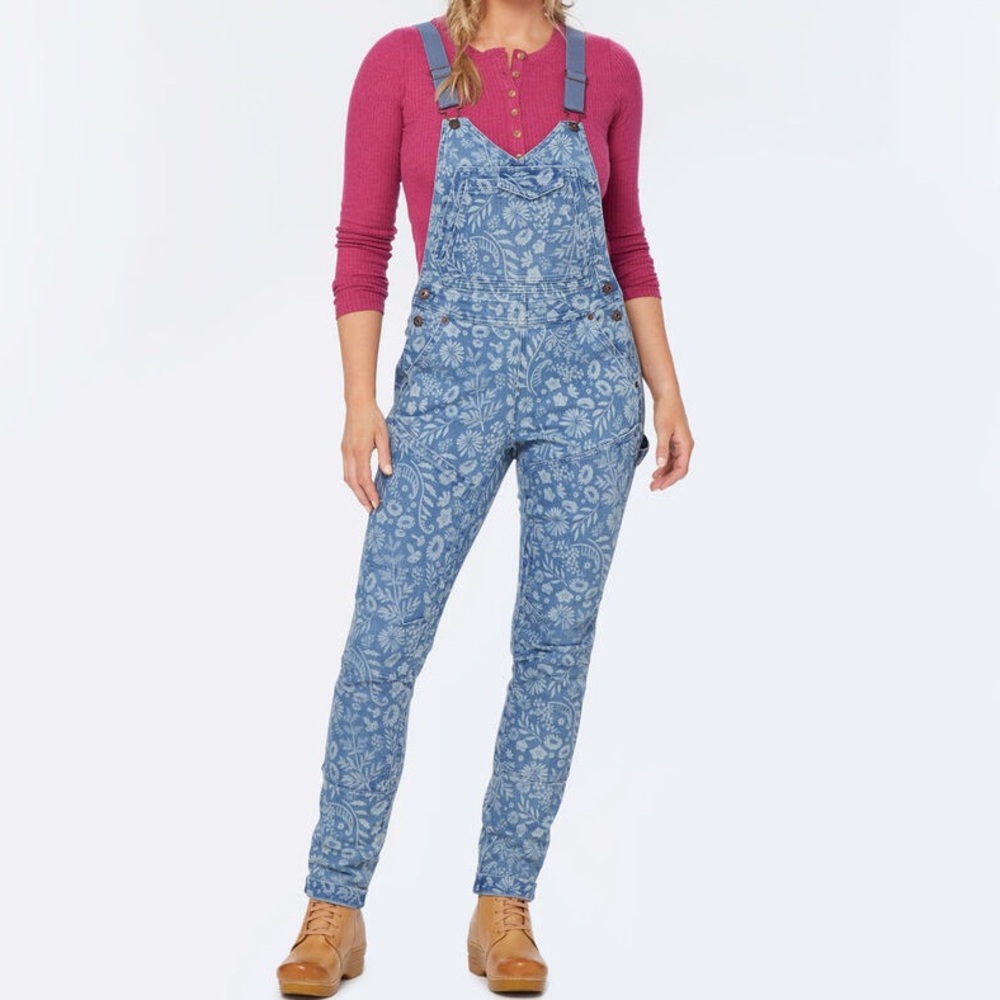 NWT Viral Sold-Out Floral Indigo Denim Bib Overalls